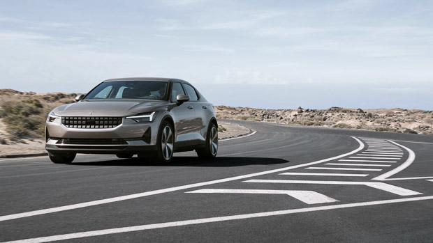 Polestar 2 2022 front driving road