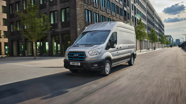 Ford E-Transit on the road
