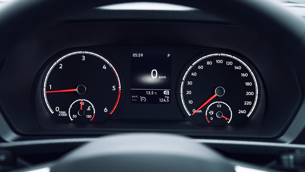 2022 Volkswagen Caddy Maxi Life blue van static interior instrument cluster