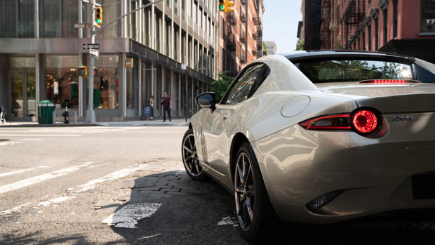 Mazda MX-5 2022 rear view city