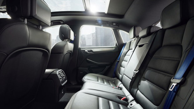 2022 Porsche Macan S SUV blue interior rear seats