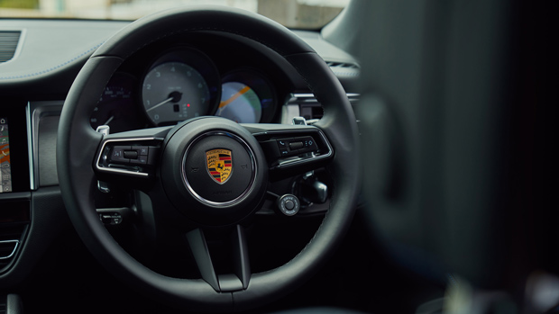 2022 Porsche Macan S SUV blue interior steering wheel