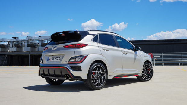 Hyundai Kona N 2022 silver rear end