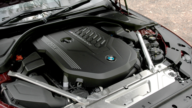 2022 BMW M440i sedan purple - engine bay