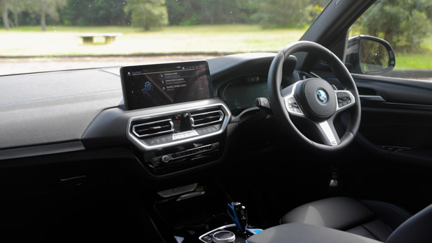 2022 BMW iX3 M Sport black interior front cabin 1