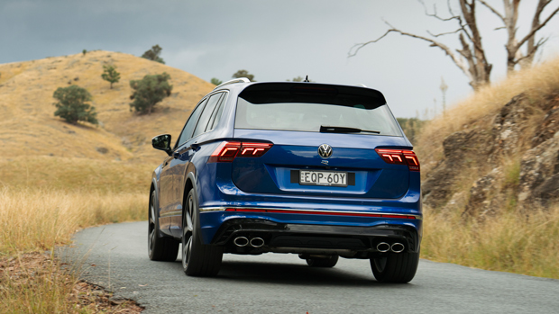 Volkswagen Tiguan R rear 3/4 driving
