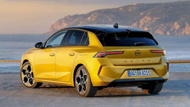 Opel Astra 2022 yellow by the sea