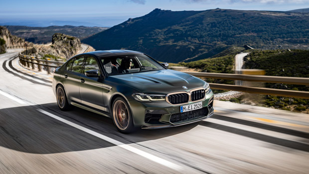 BMW M5 CS 2022 frozen deep green road trip
