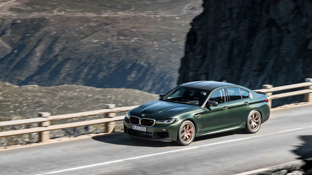 BMW M5 CS 2022 frozen deep green road trip