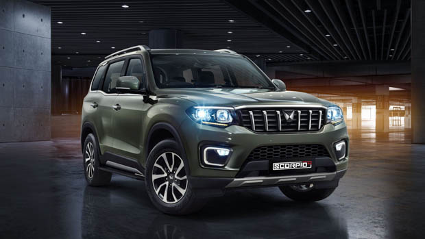 Mahindra Scorpio N front 3/4 angle green