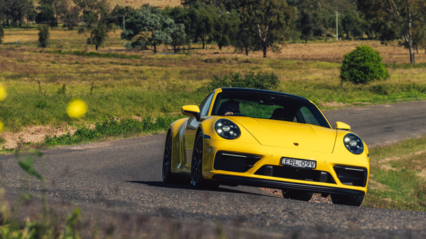 2022-Porsche-911-GTS-coupe-yellow---dynamic-front-3-4-shot
