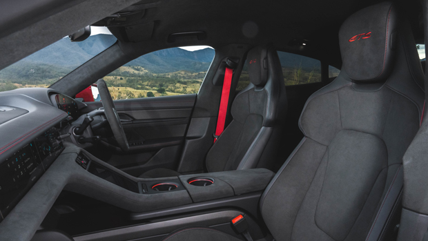 2022 Porsche Taycan GTS sedan red - front seats