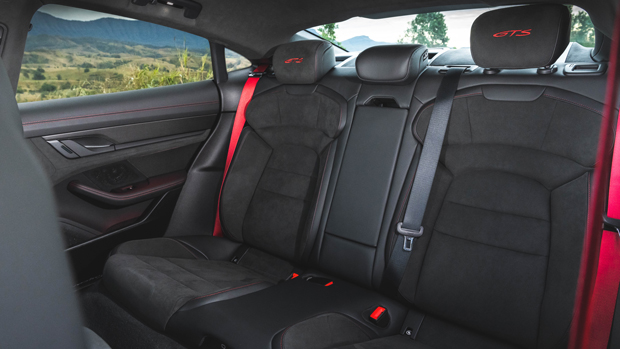 2022 Porsche Taycan GTS sedan red - rear seats