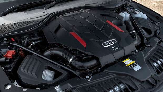 Audi S8 turbo V8 engine bay