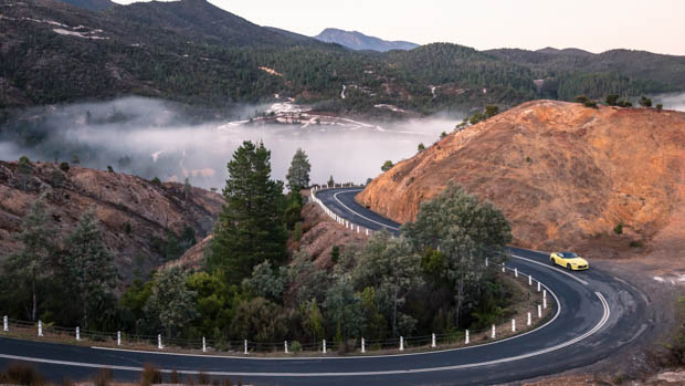 Nissan Z Tasmania curved road open shot