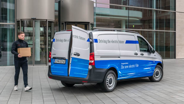 Mercedes-Benz eVito panel van blue white