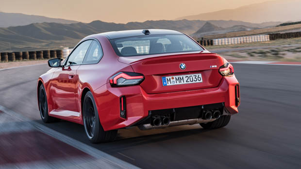 2023 BMW M2 rear 3/4 track shot