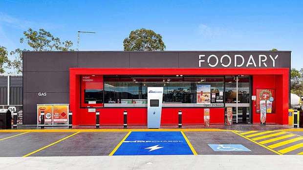Ampol Ampcharge charging station at service station