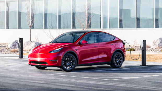 Tesla Model Y charging red 2022