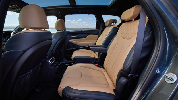 Hyundai Santa Fe Hybrid Highlander 2023 interior rear seats