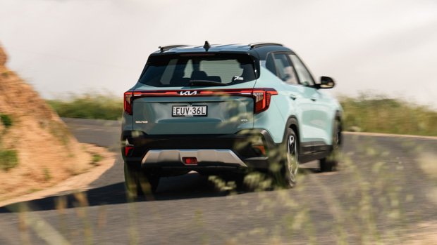 Kia Seltos GT Line 2023 driving rear 2