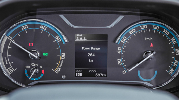 LDV eT60 2023 electric ute jewel blue analogue instruments