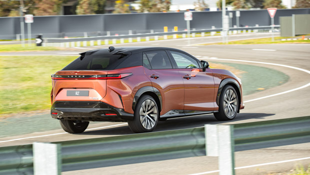 Lexus RZ 2023 rear driving 2