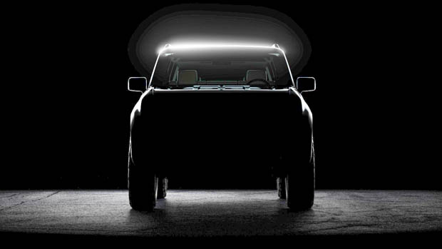Scout Motors SUV concept front teaser 2023