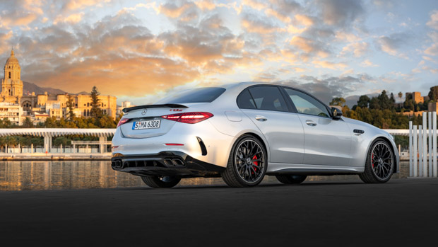 Mercedes-AMG C63S 2023 rear sunset
