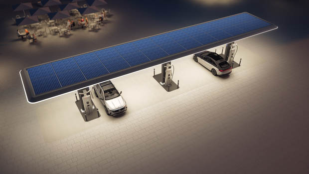 Mercedes-Benz charging station solar roof 2023