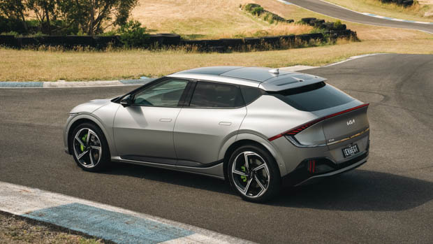 2023 Kia EV6 GT rear side shot on track
