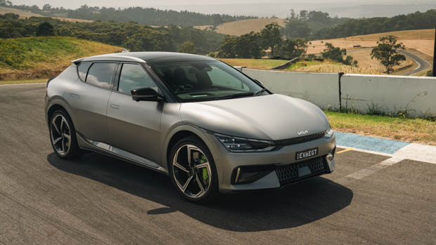 2023 Kia EV6 GT front 3/4 at haunted hills