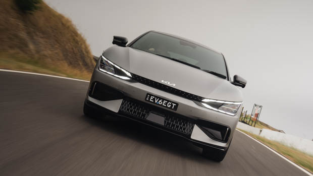 2023 Kia EV6 GT angle front driving shot