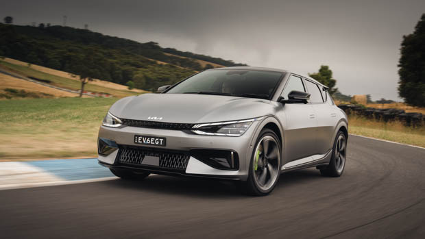 2023 Kia EV6 GT front 3/4 driving shot