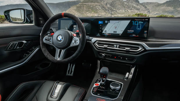 2023 BMW M3 CS steering wheel and screens