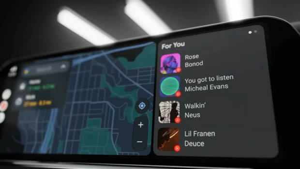 2023 Android Auto maps and music split screen