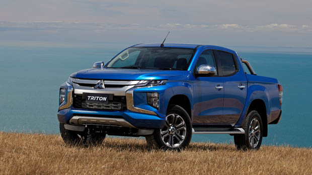 2019 Mitsubishi Triton front 3/4 ocean background