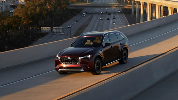 2023 Mazda CX-90 front 3/4 LA highway picture
