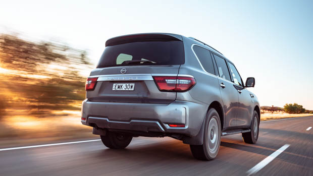 2022 Nissan Patrol rear 3/4 shot driving on road