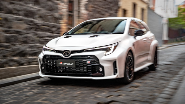 Toyota GR Corolla GTS 2023 front 3/4 street driving