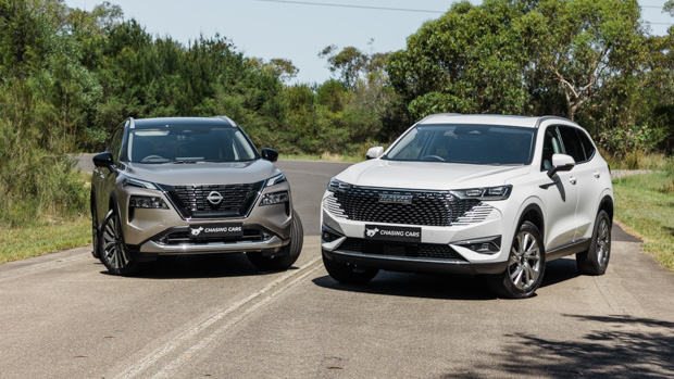 Nissan X-Trail Ti-L E-Power v Haval H6 Ultra Hybrid 2023 front 3