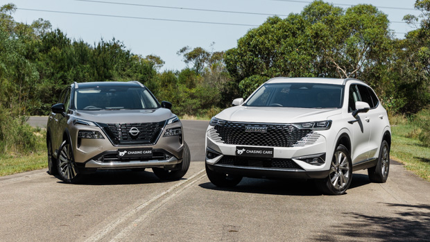 Nissan X-Trail Ti-L E-Power v Haval H6 Ultra Hybrid 2023 front 2