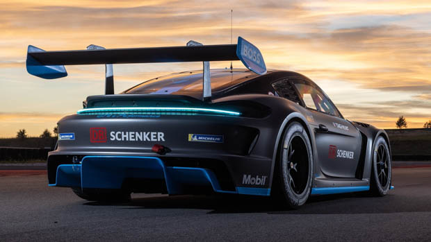 Porsche 718 GT4 e performance concept rear 3/4 static