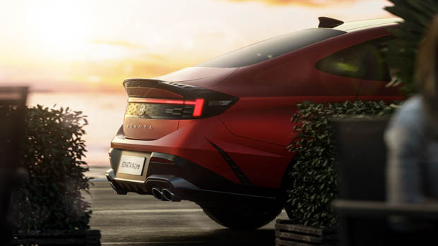 2023 Hyundai Sonata N-Line rear end with quad pipes