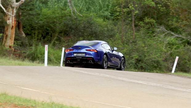 Toyota Supra GT manual 2023 driving rear 3/4