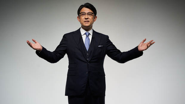 Toyota's Koji Sato presenting