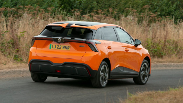 MG4 2023 orange rear end cornering