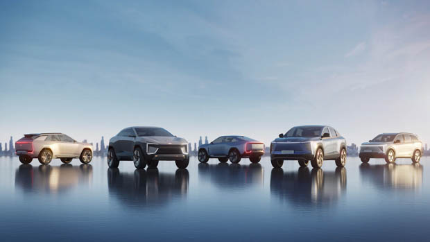 2023 Mahindra BE and XUV concept lineup without text