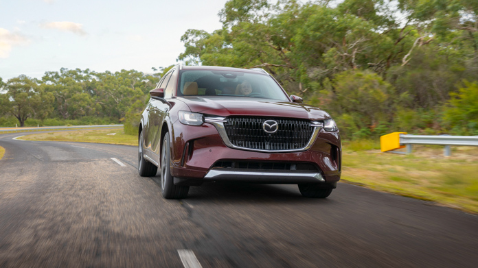 Mazda CX-90 prototype 2023 driving front