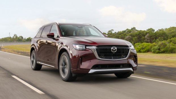 Mazda CX-90 prototype 2023 front driving